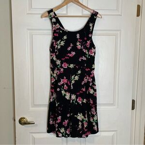 Express Black Floral Mini Dress dark fairy cottagecore tea party gardencore